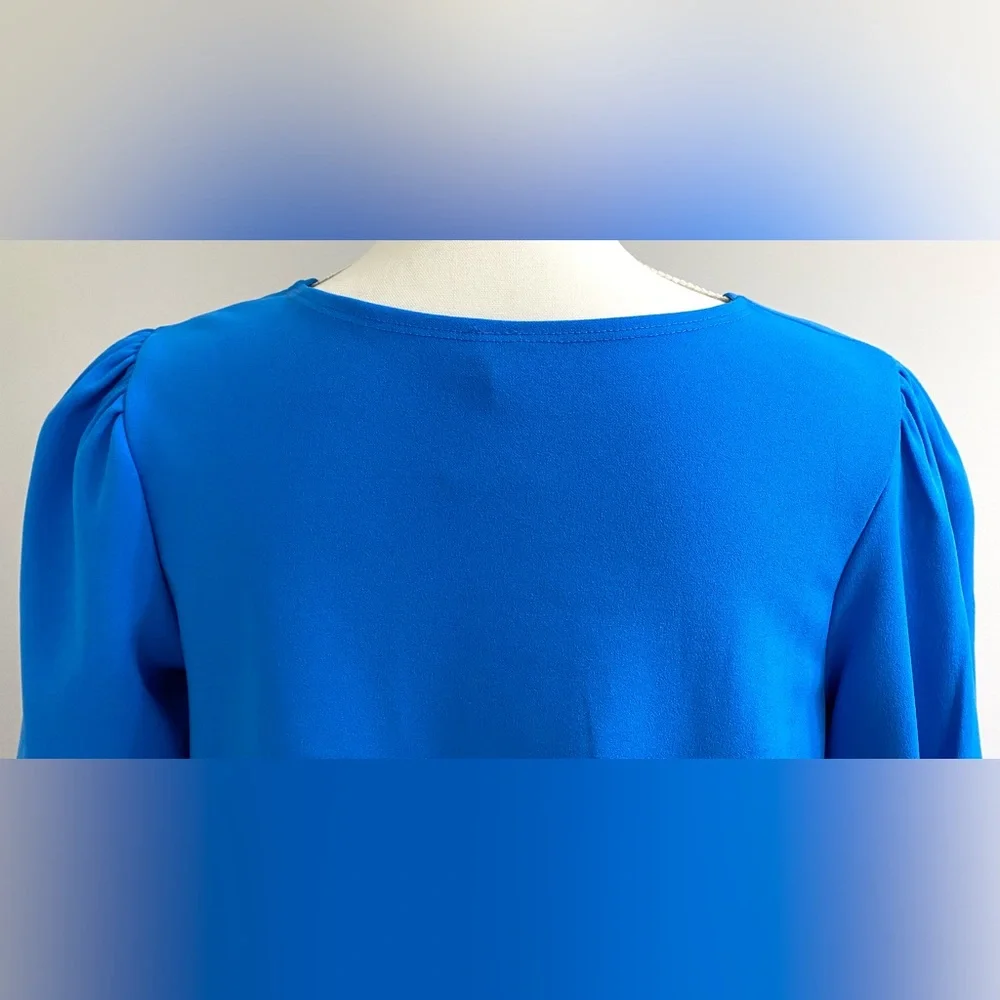 2 Hearts Womens S Solid Blue Ruffle V-Neck Top Coastal Grandma Feminine Boho - Picture 5 of 13